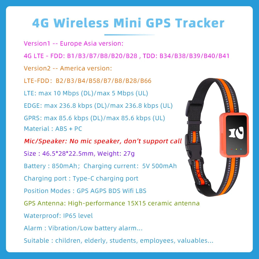 4G Pet GPS Tracker Collar with Health Monitor